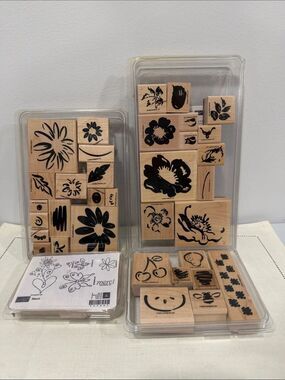 STAMPIN’UP set of 4 boxes x 40 of wood rubber stamps as pictured
